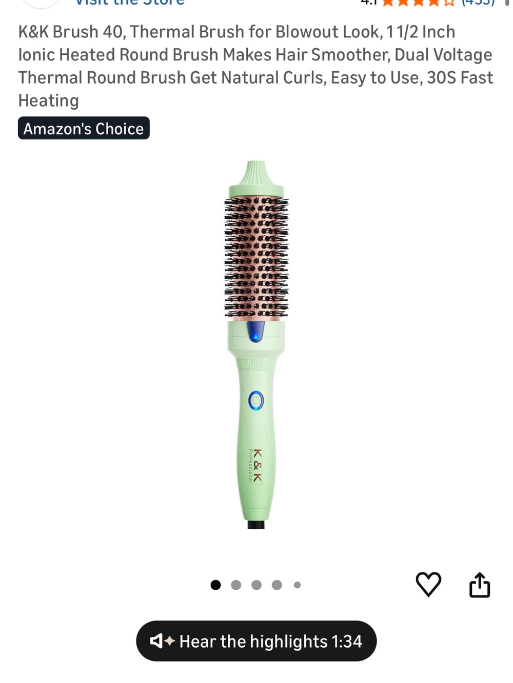 Thermal Ionic Heated Round Hair Blowout Brush - 1 1/2"